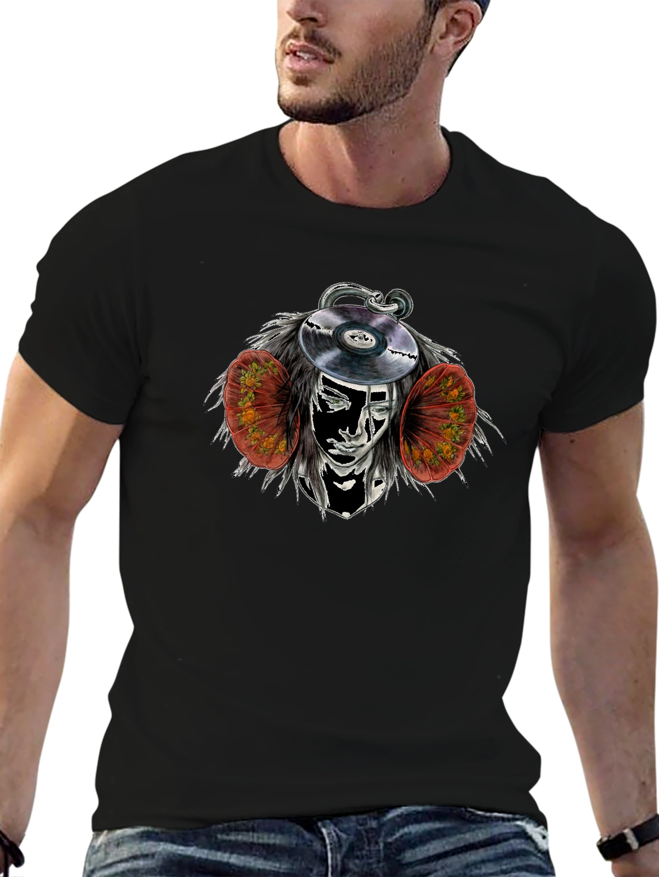 Abstract DJ Graphic Black Tee