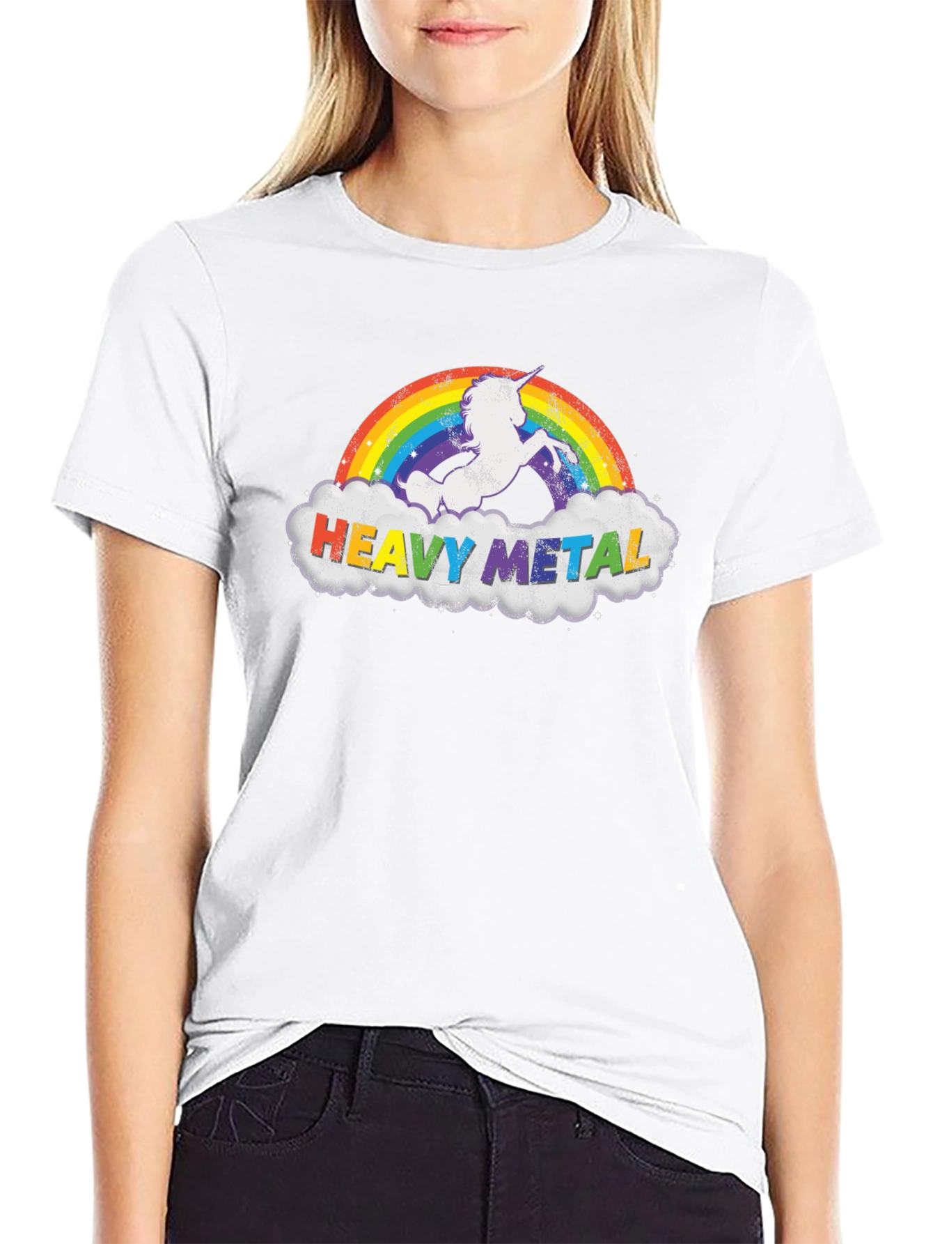 Heavy Metal Unicorn Rainbow Graphic Tee