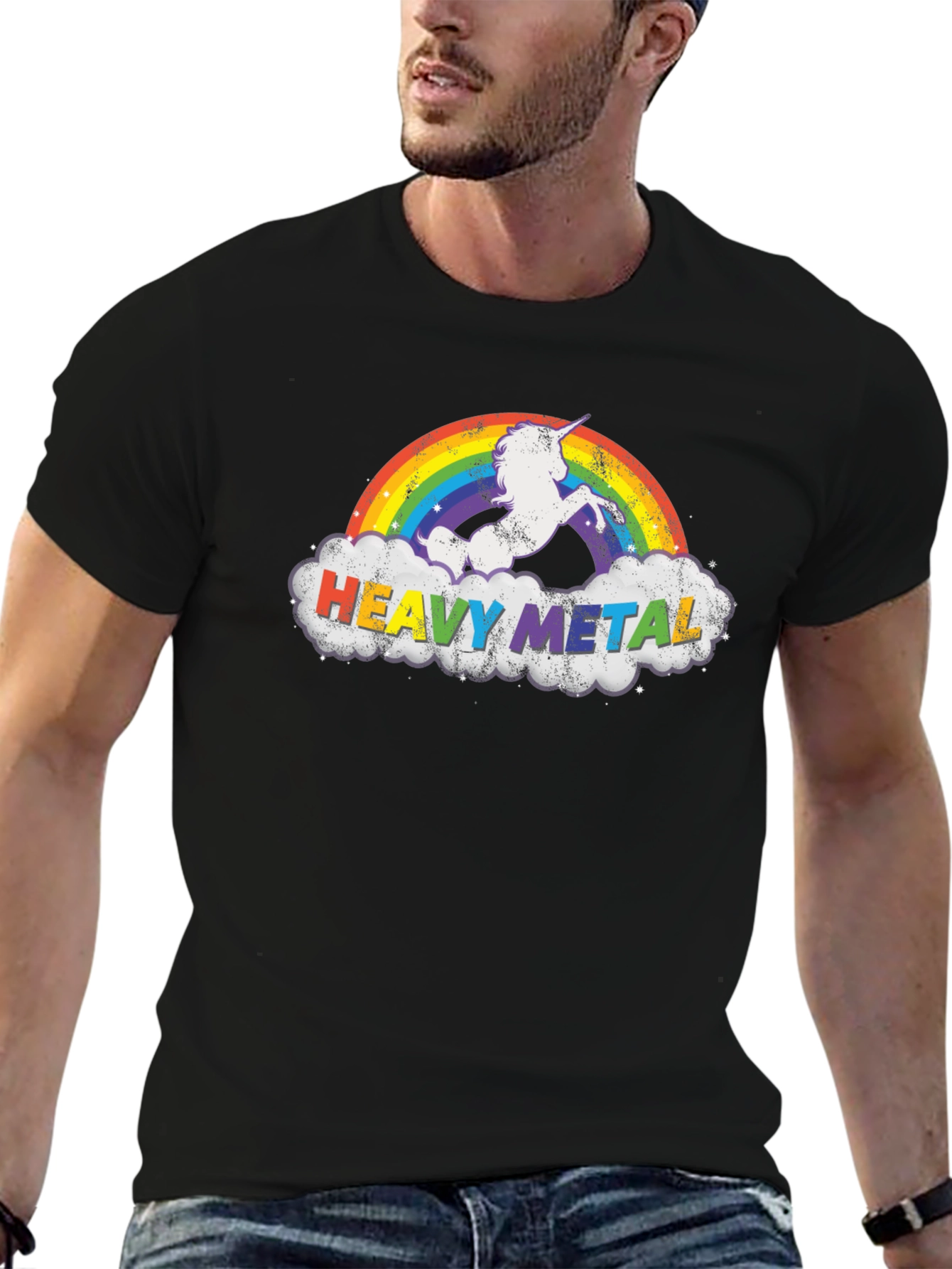 Heavy Metal Unicorn Rainbow Graphic Tee