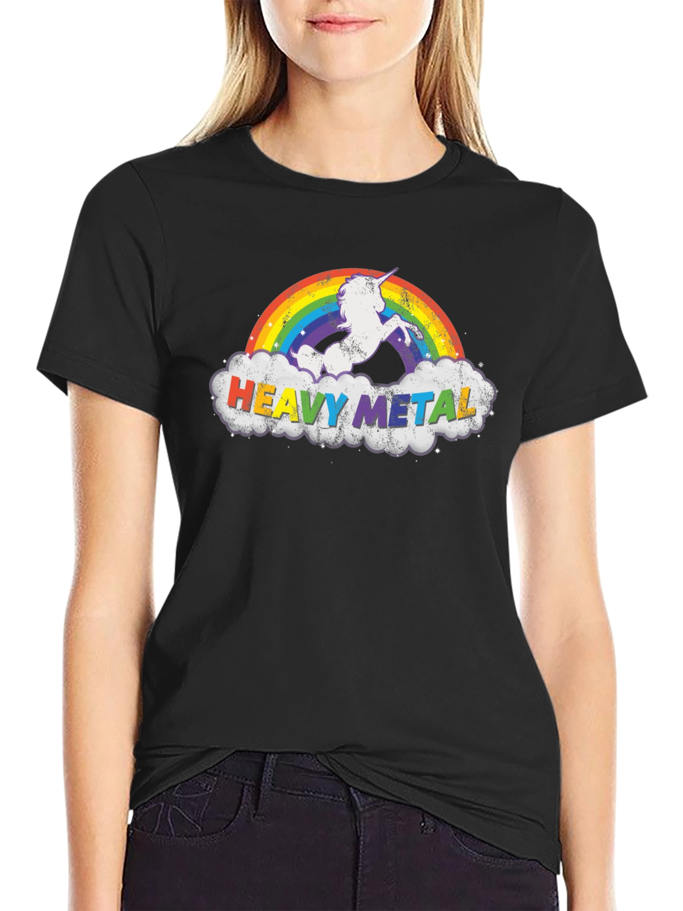 Heavy Metal Unicorn Rainbow Graphic Tee