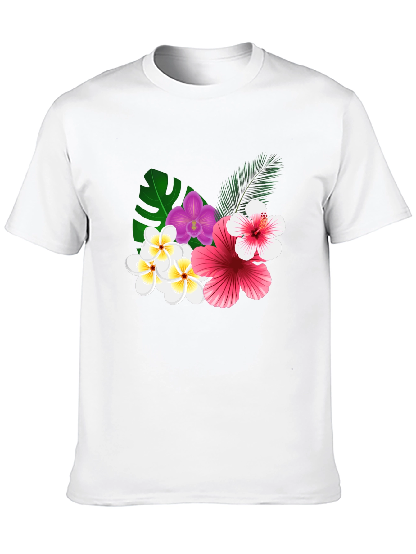 Tropical Floral Print Black T-Shirt