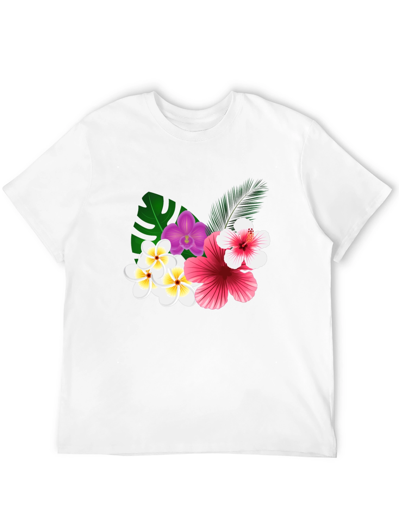 Tropical Floral Print Black T-Shirt