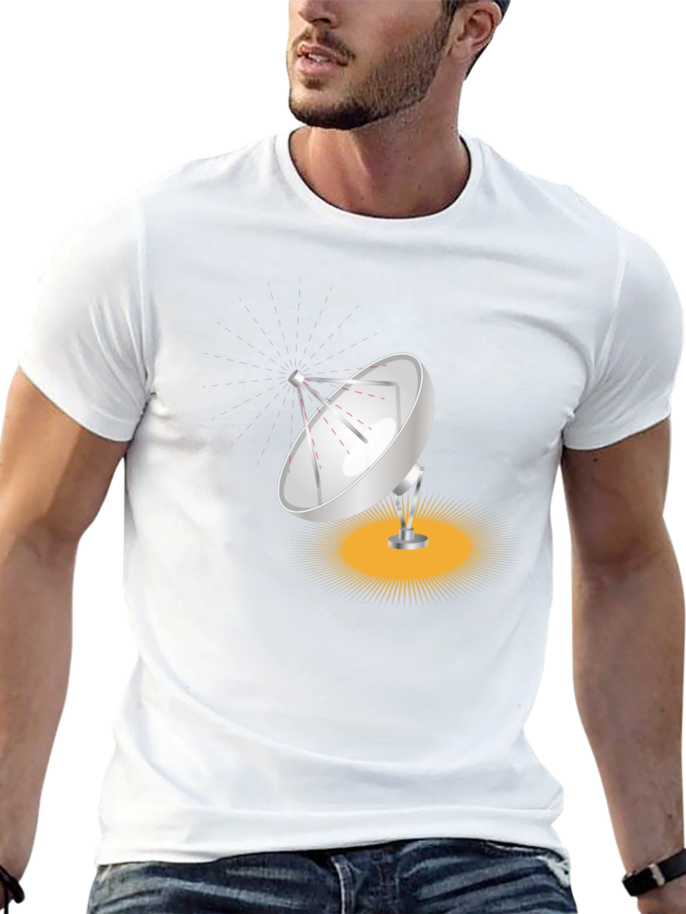 Satellite Dish Graphic Tee - Modern Black T-Shirt