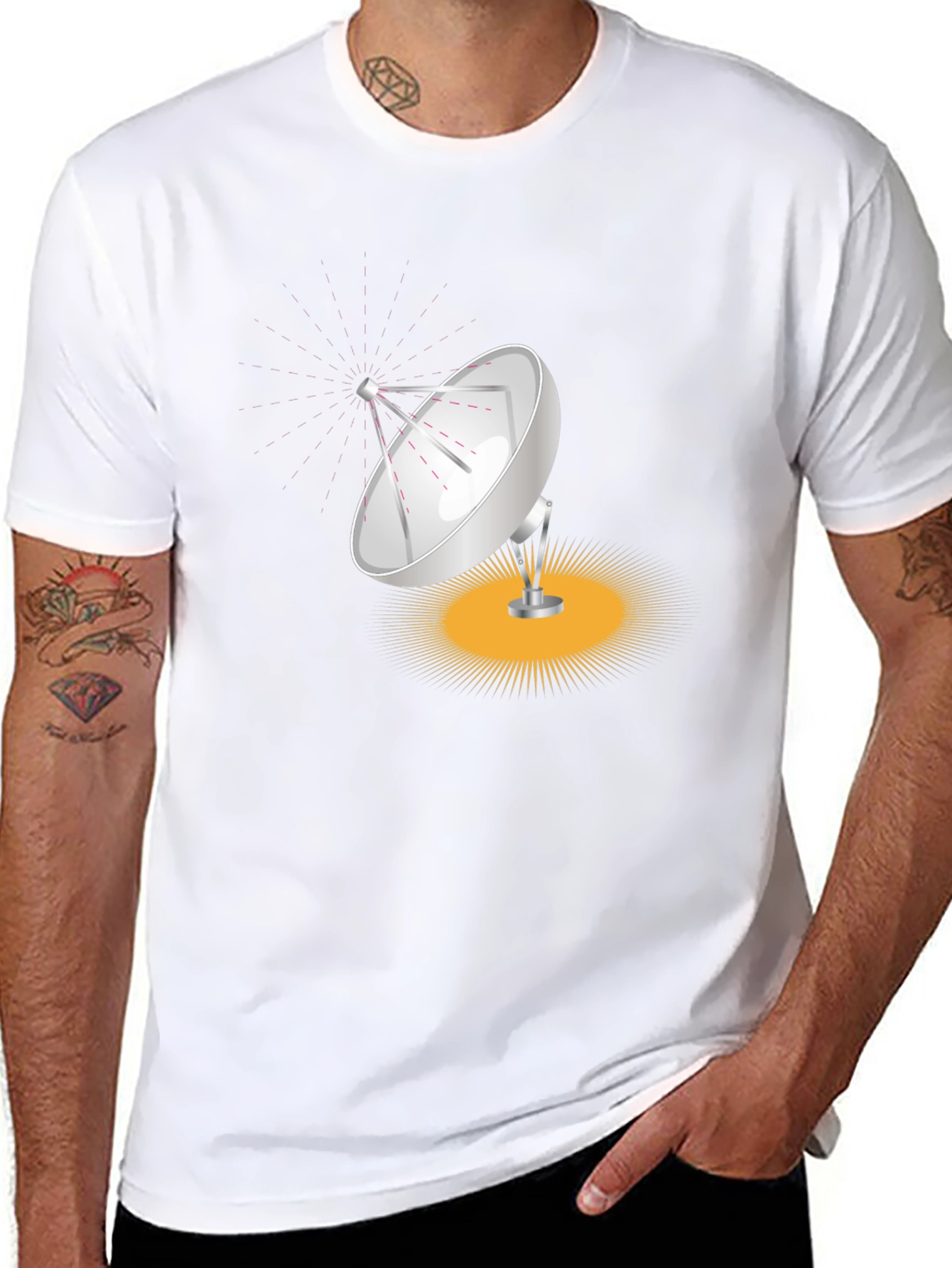 Satellite Dish Graphic Tee - Modern Black T-Shirt