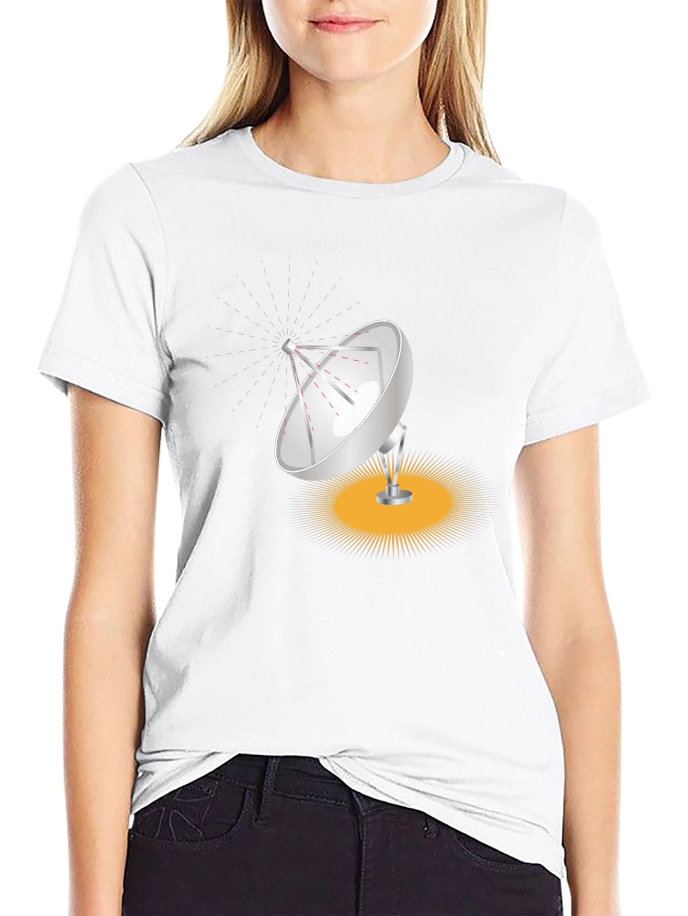 Satellite Dish Graphic Tee - Modern Black T-Shirt