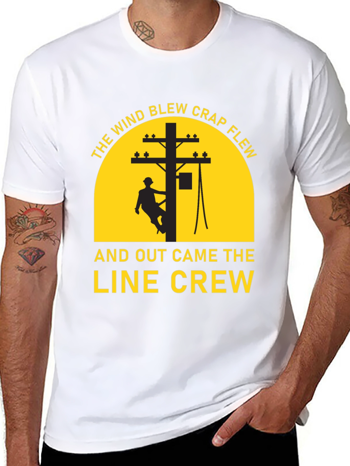 Lineman Crew T-Shirt - The Wind Blew Crap Flew