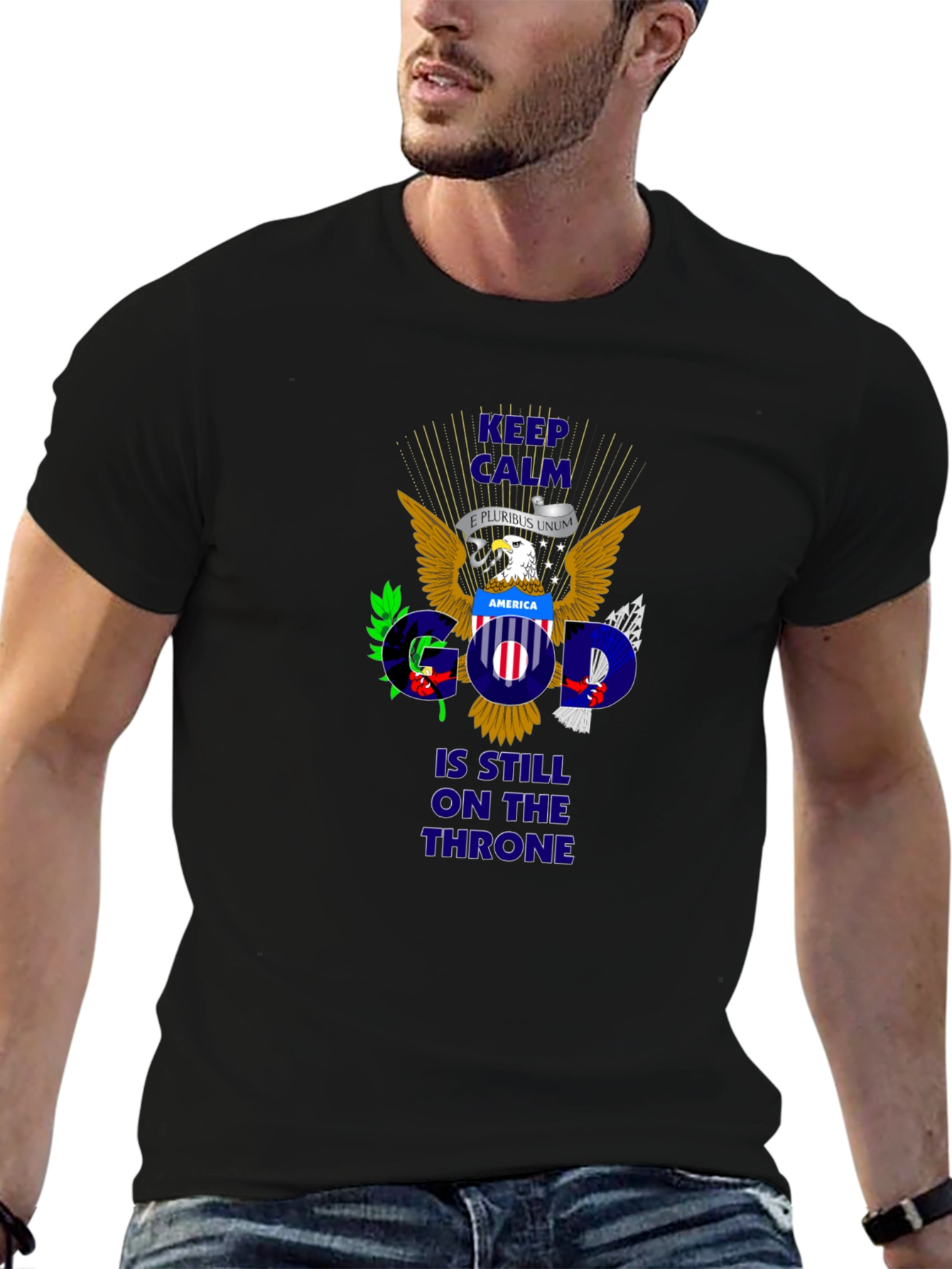 Keep Calm God On Throne Patriotic T-Shirt