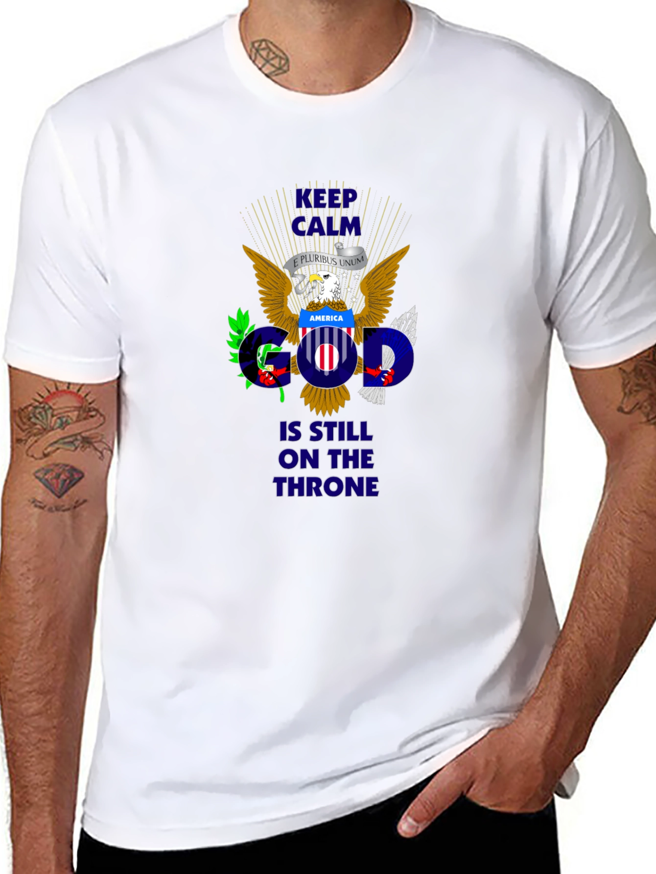 Keep Calm God On Throne Patriotic T-Shirt