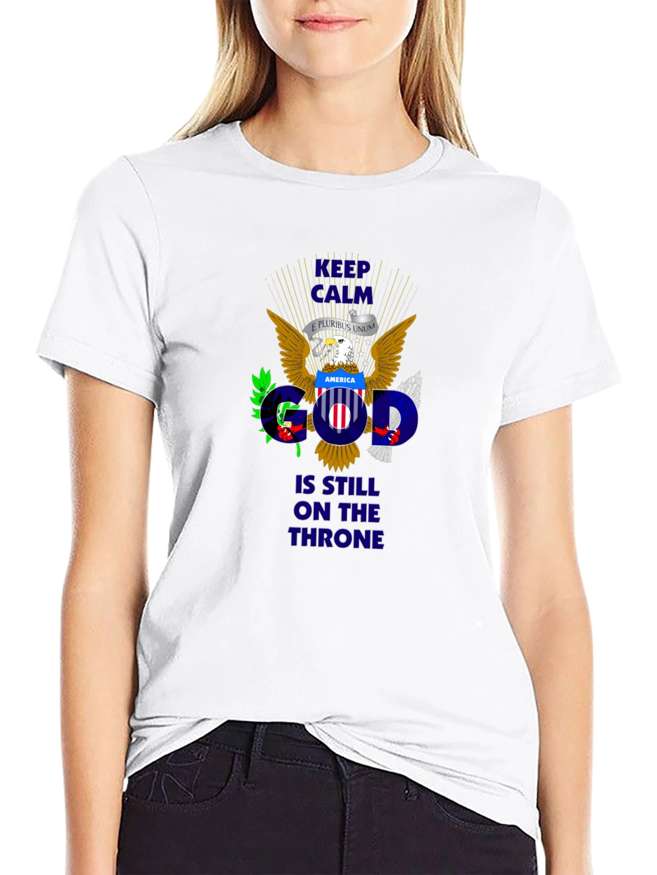 Keep Calm God On Throne Patriotic T-Shirt