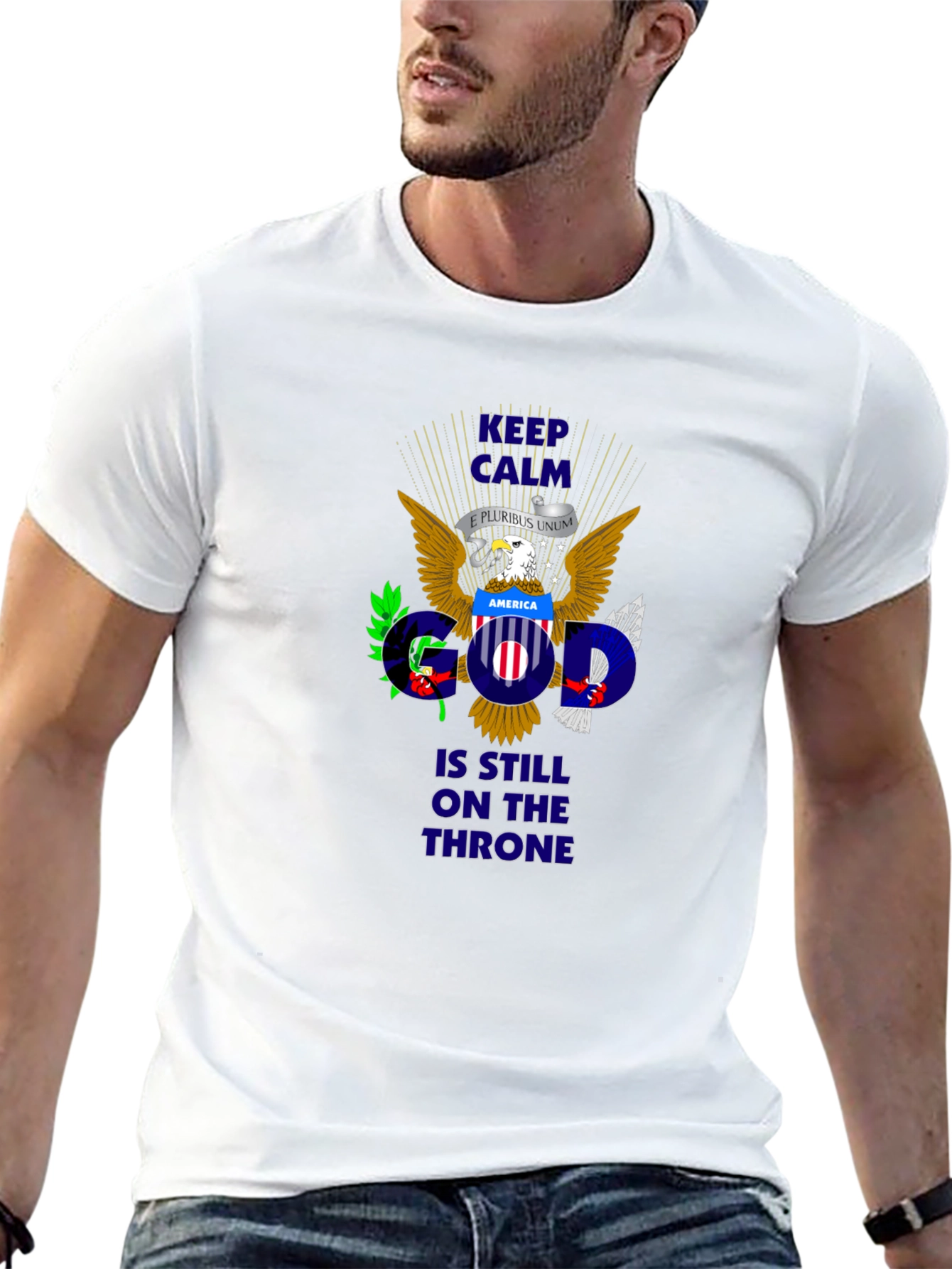 Keep Calm God On Throne Patriotic T-Shirt