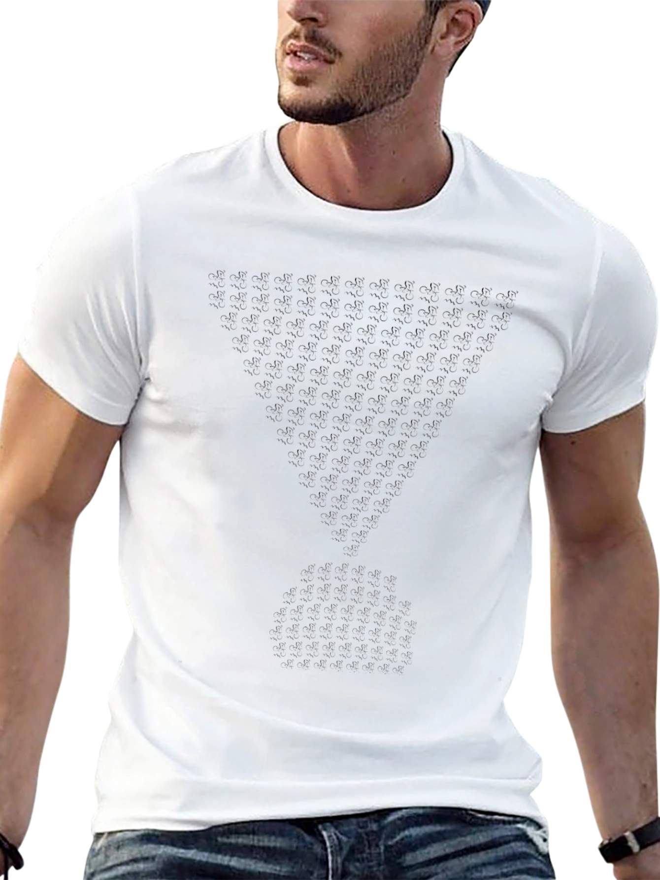 Mens Black Graphic Tee - Triangle Design
