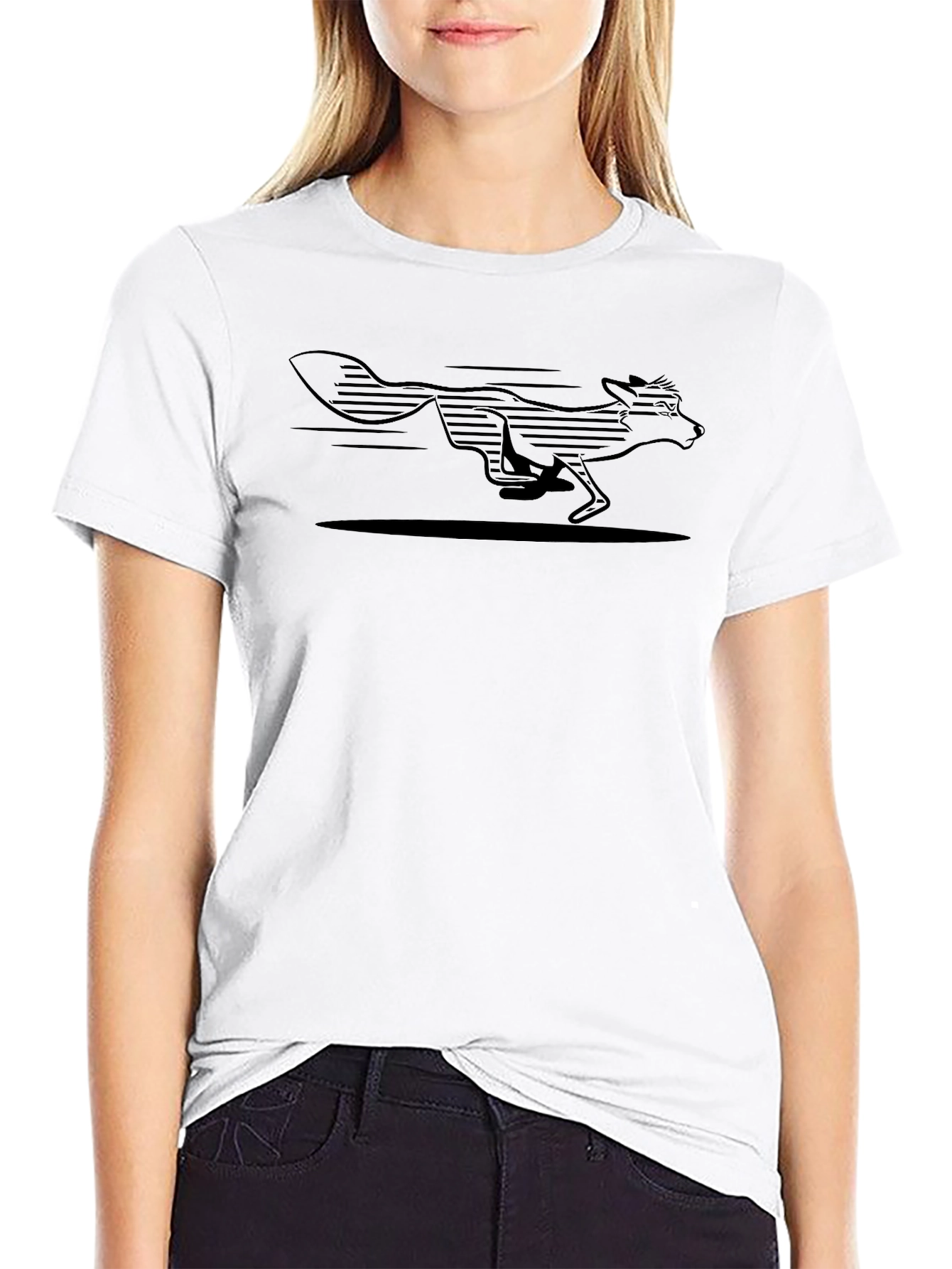 Running Fox Graphic Mens Black T-Shirt