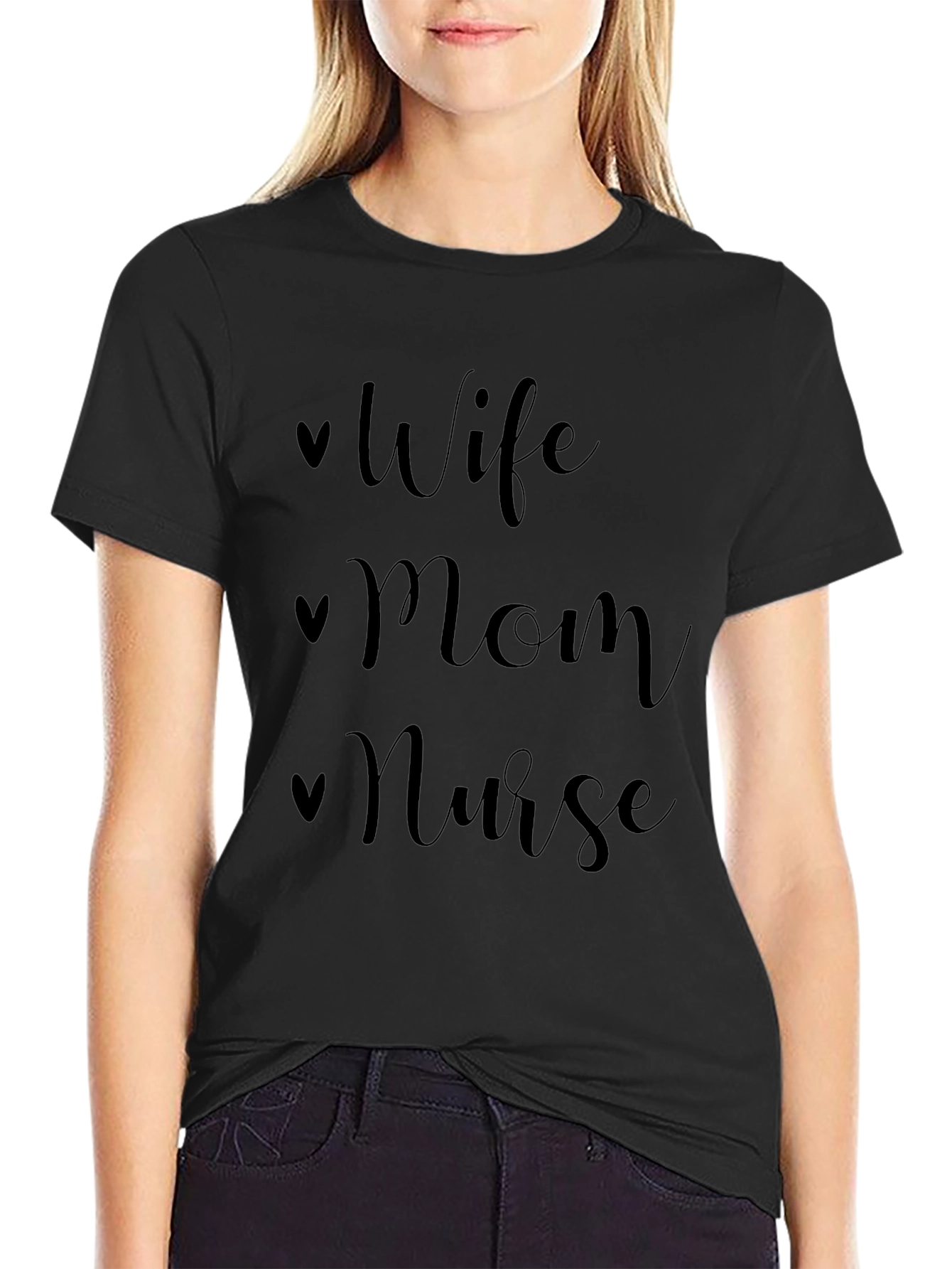 Wife Mom Nurse Black T-Shirt