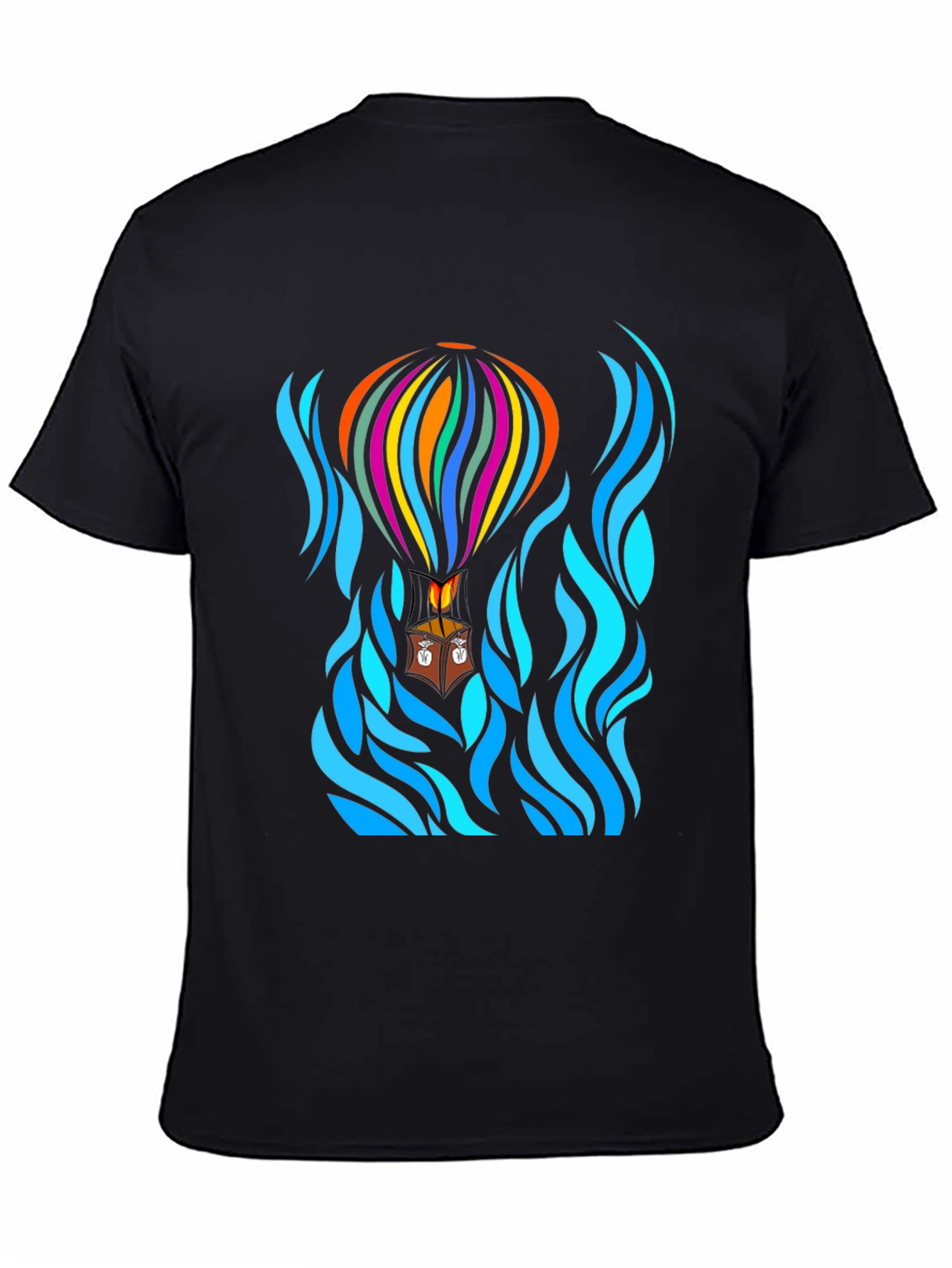Hot Air Balloon Black T-Shirt Graphic Tee