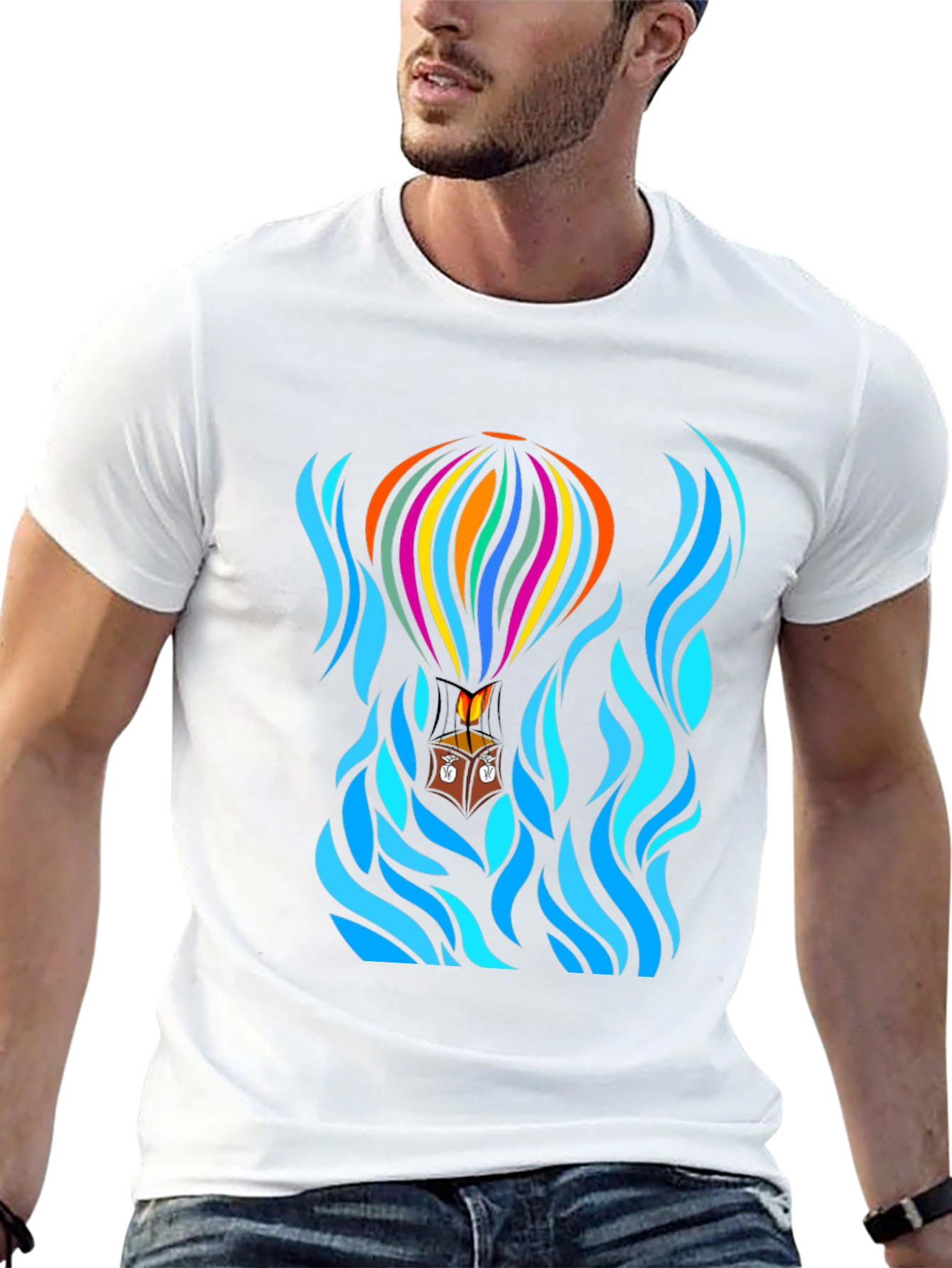 Hot Air Balloon Black T-Shirt Graphic Tee