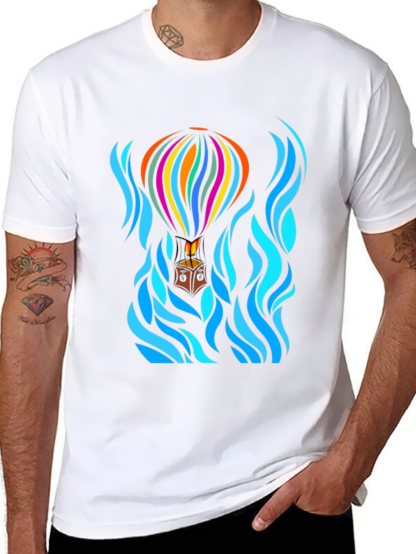Hot Air Balloon Black T-Shirt Graphic Tee