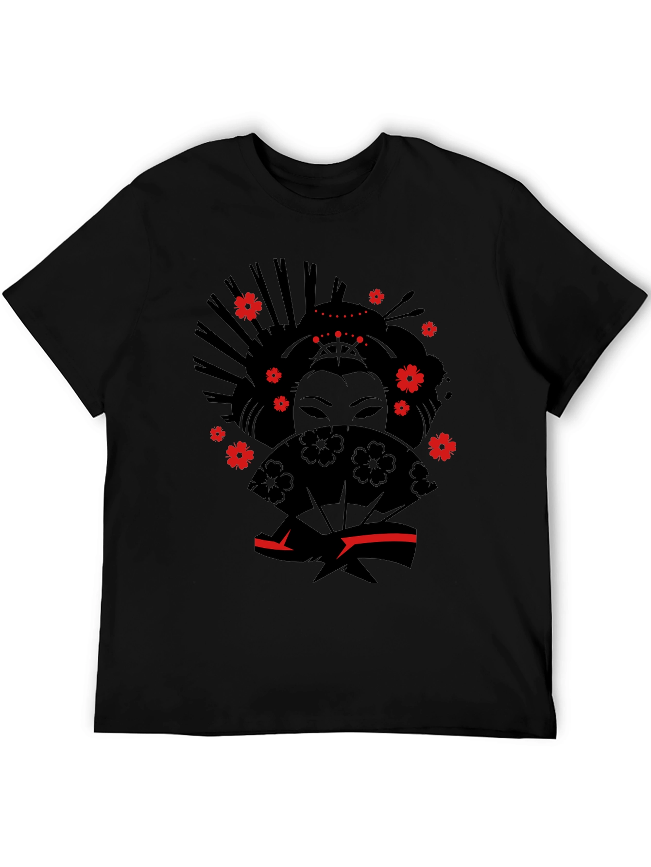 Geisha Graphic Tee - Stylish Black Cotton T-Shirt