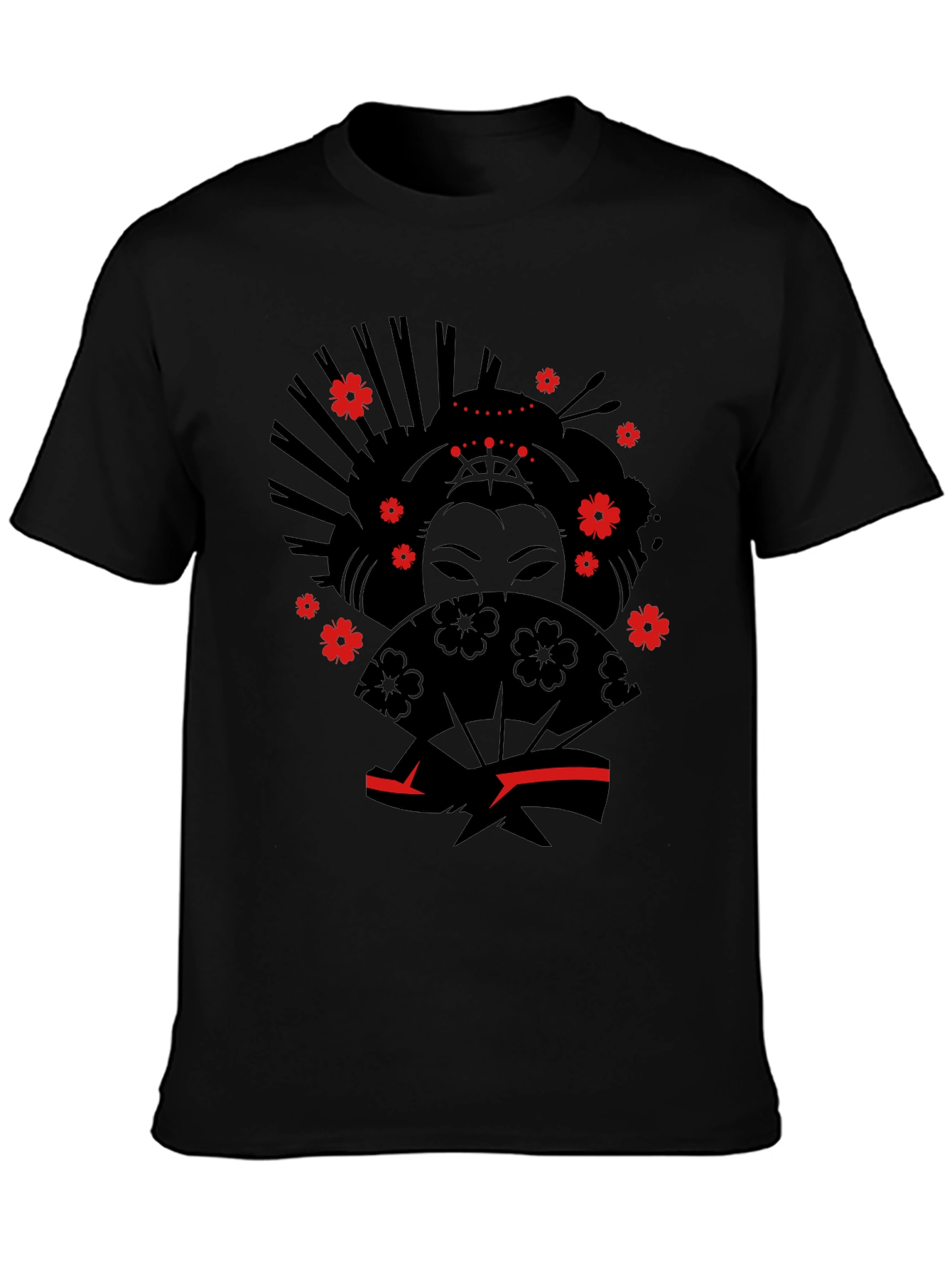 Geisha Graphic Tee - Stylish Black Cotton T-Shirt