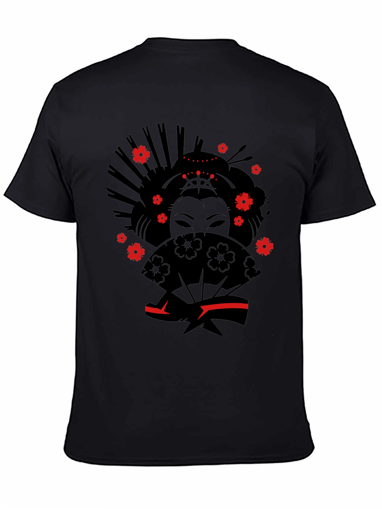 Geisha Graphic Tee - Stylish Black Cotton T-Shirt