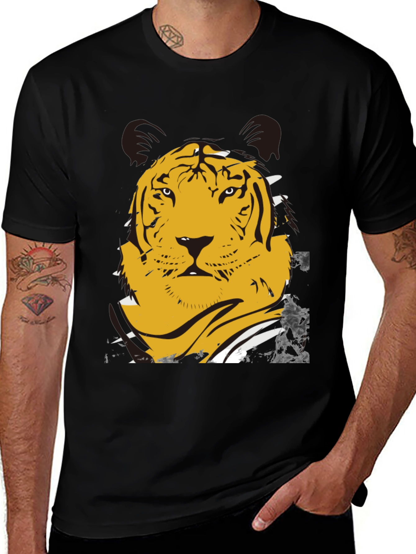 Bold Tiger Graphic T-Shirt - Mens Black Tee