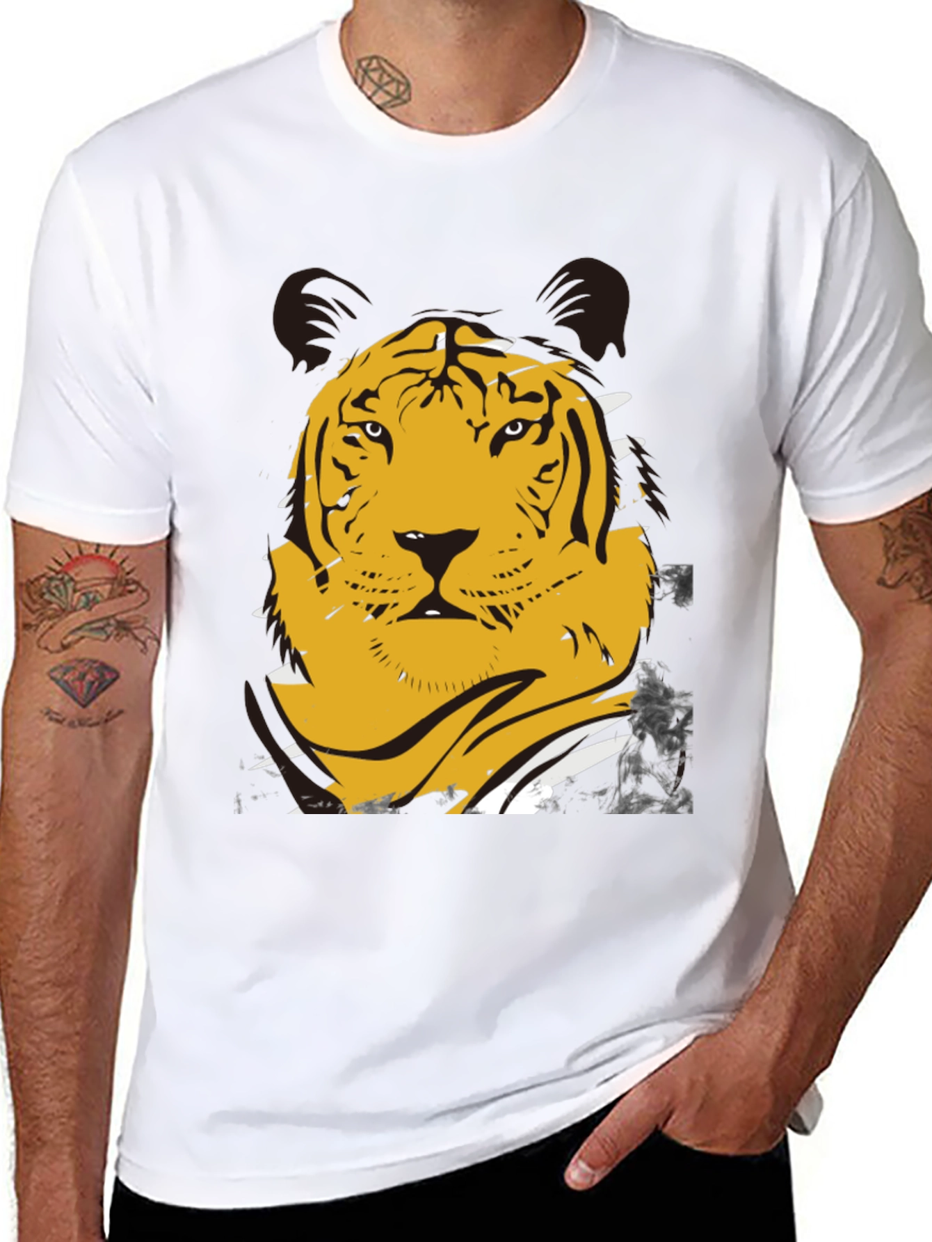 Bold Tiger Graphic T-Shirt - Mens Black Tee