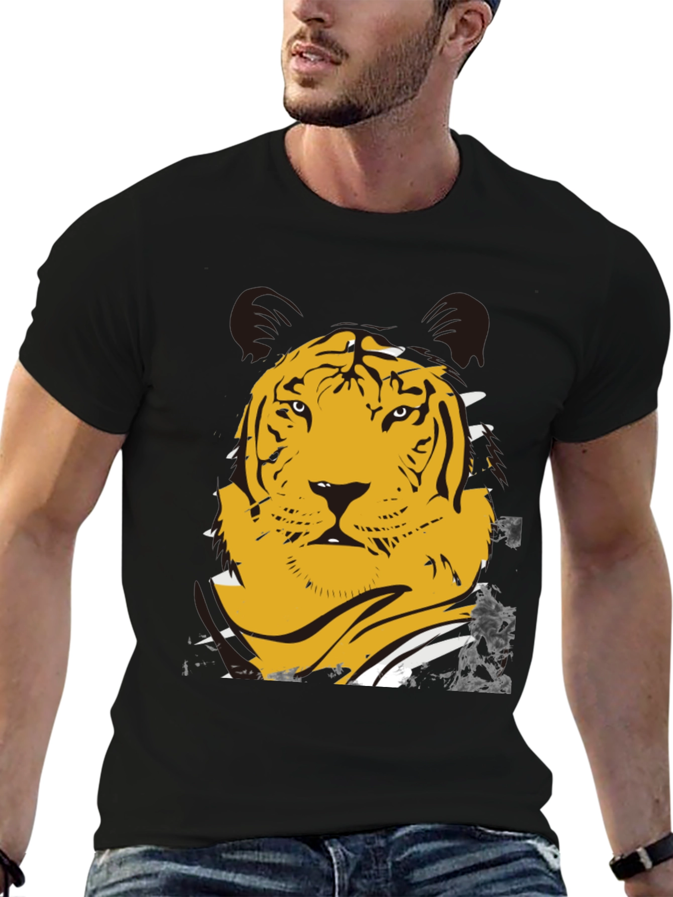 Bold Tiger Graphic T-Shirt - Mens Black Tee