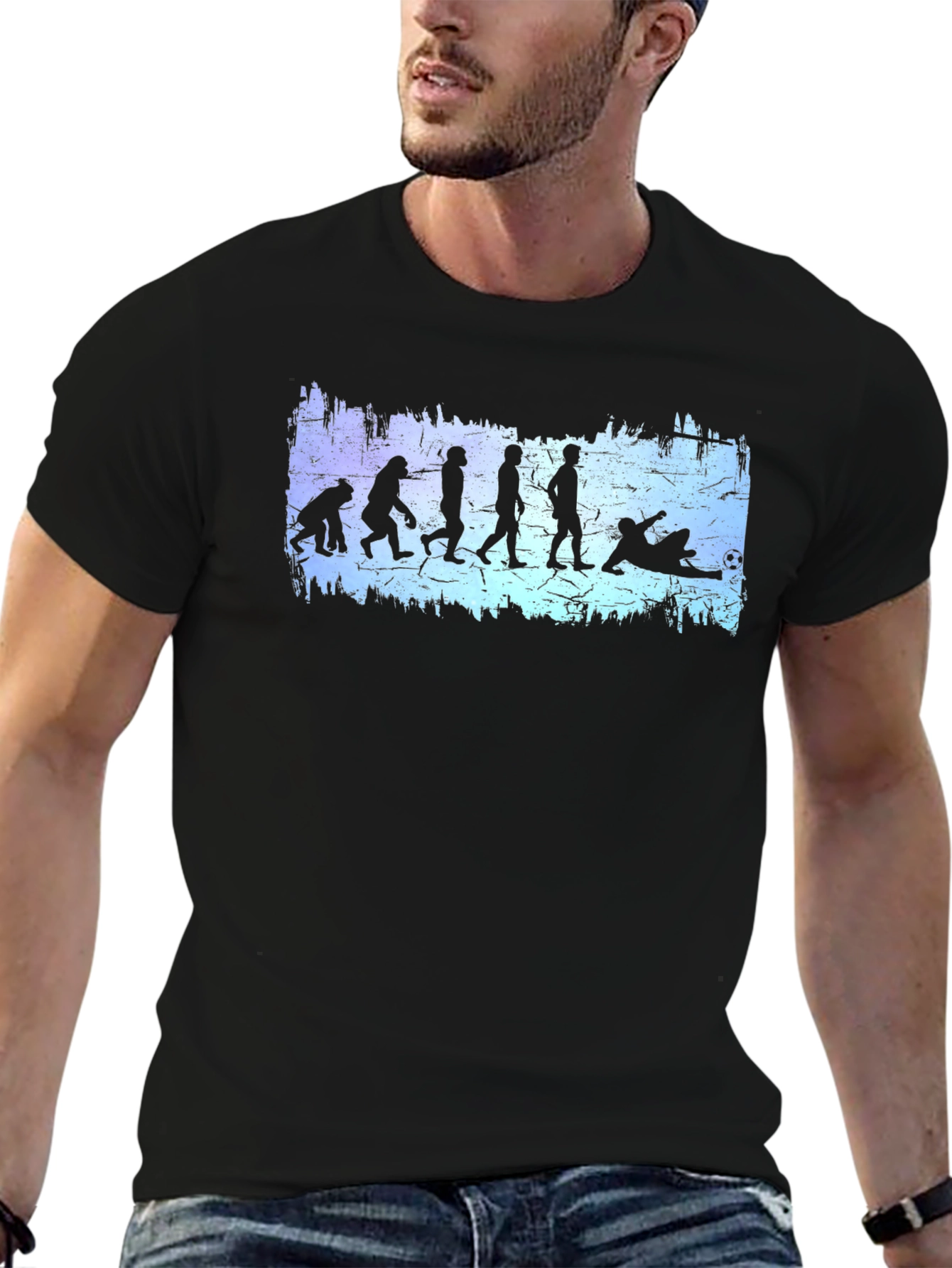 Soccer Evolution Graphic Tee - Black Cotton T-Shirt