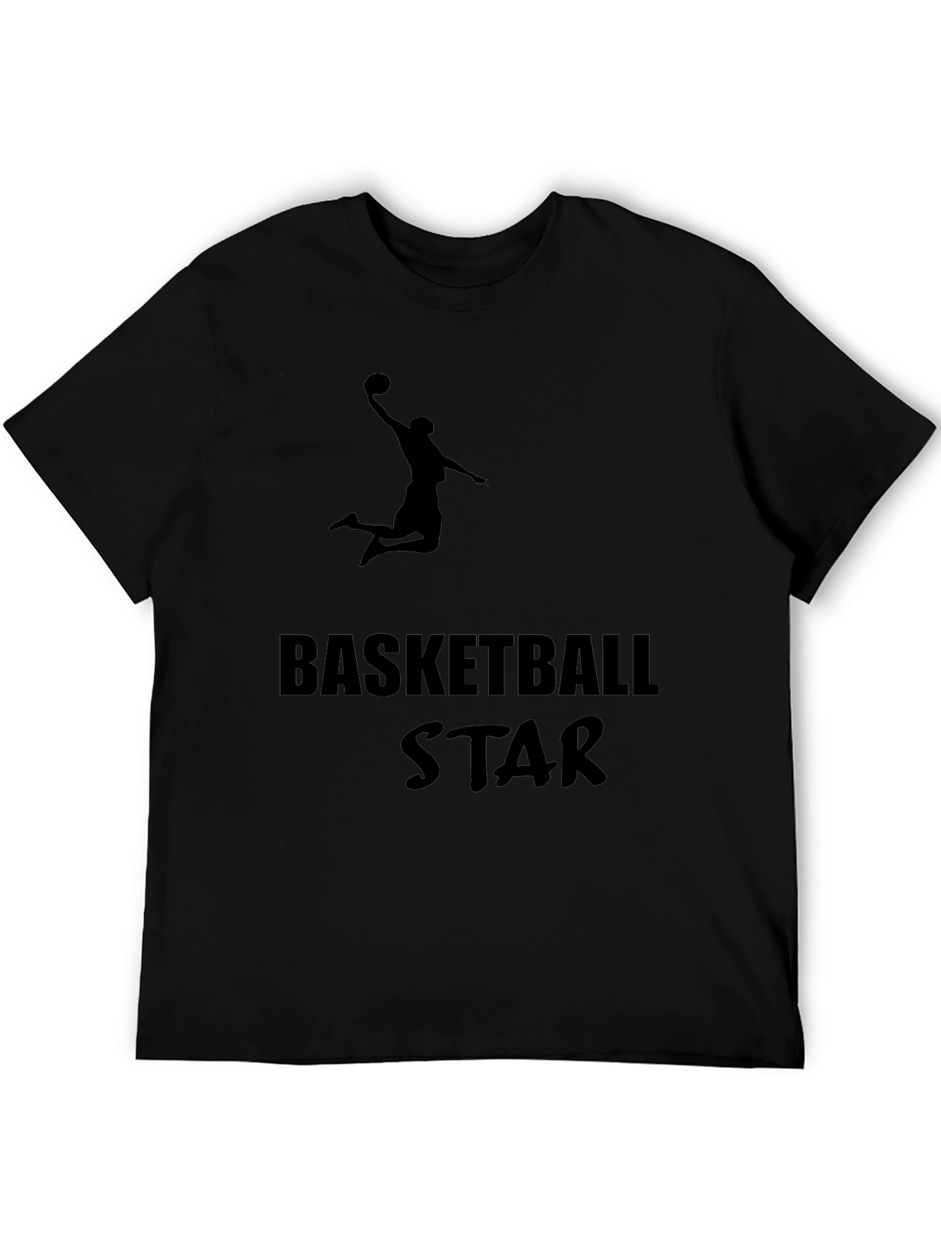Basketball Star Graphic Tee - Black Cotton T-Shirt