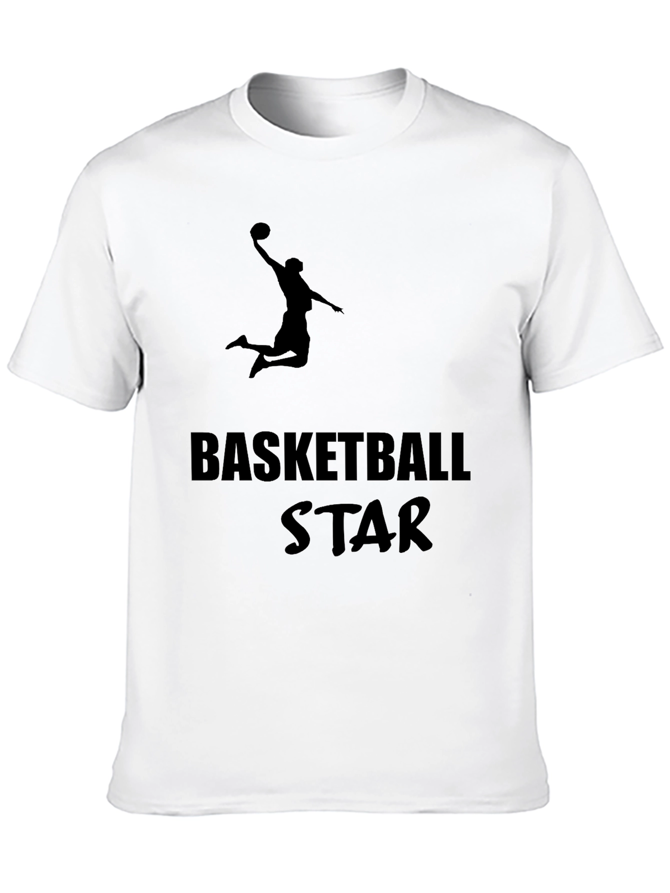 Basketball Star Graphic Tee - Black Cotton T-Shirt