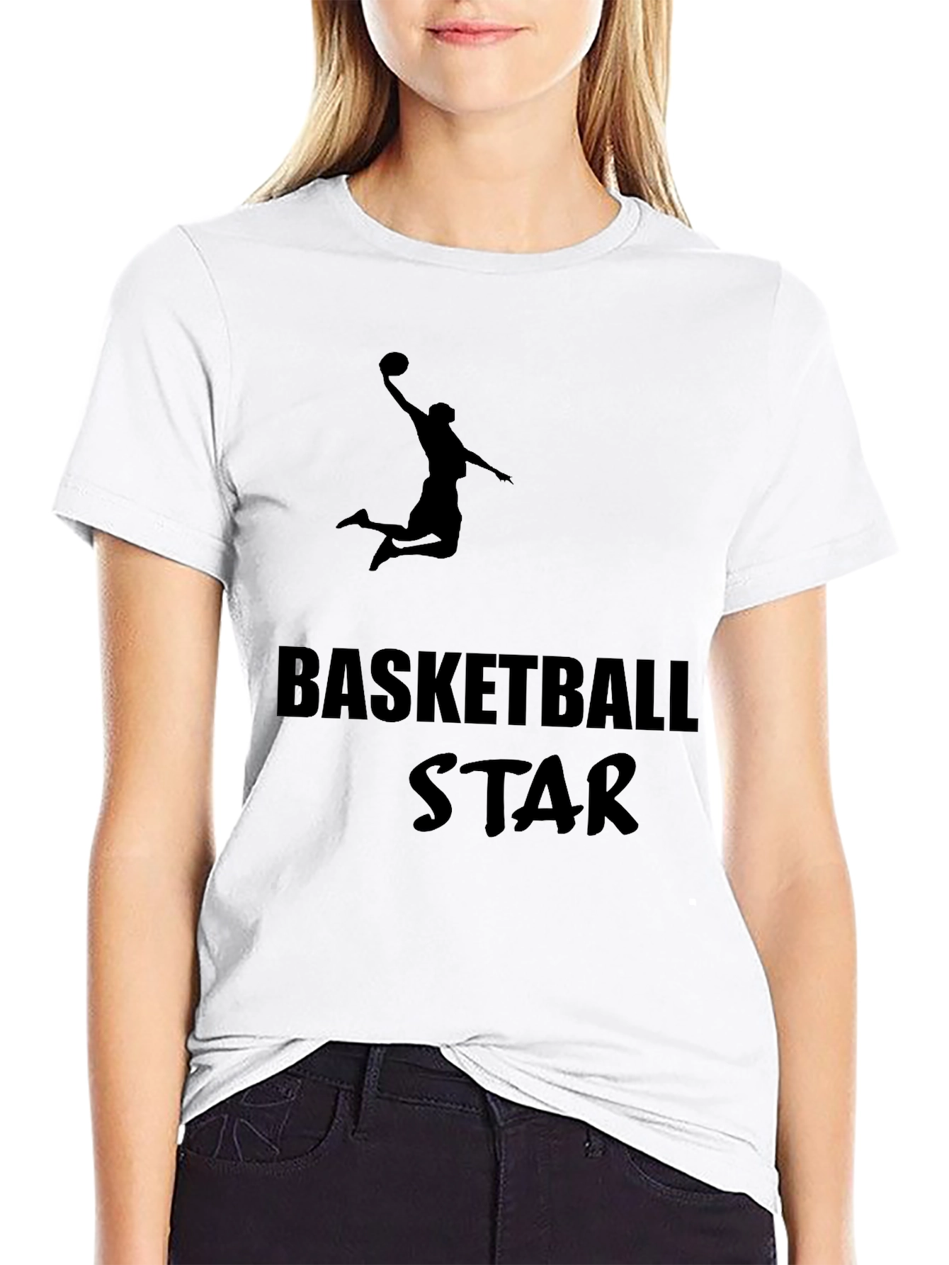 Basketball Star Graphic Tee - Black Cotton T-Shirt
