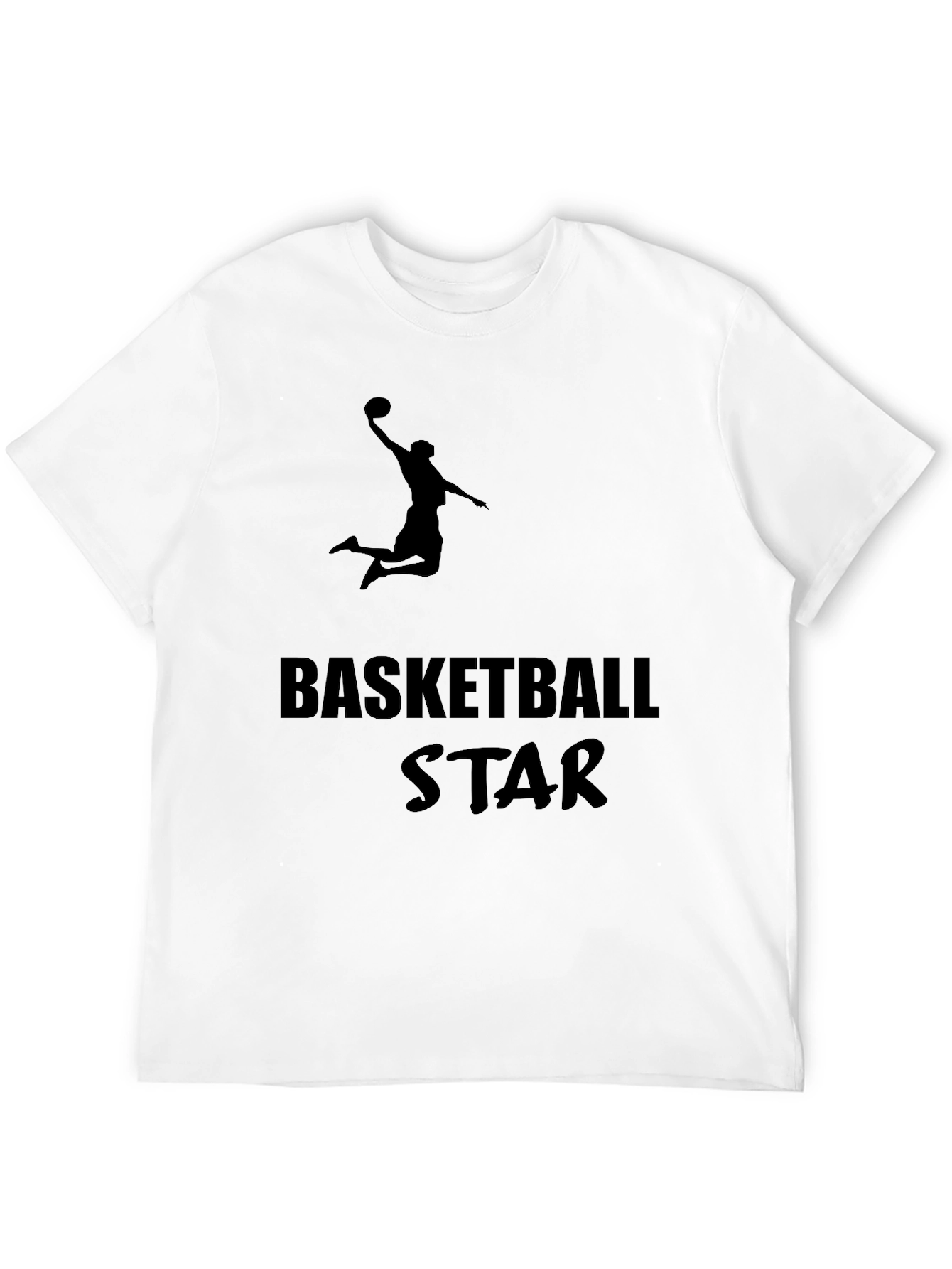 Basketball Star Graphic Tee - Black Cotton T-Shirt