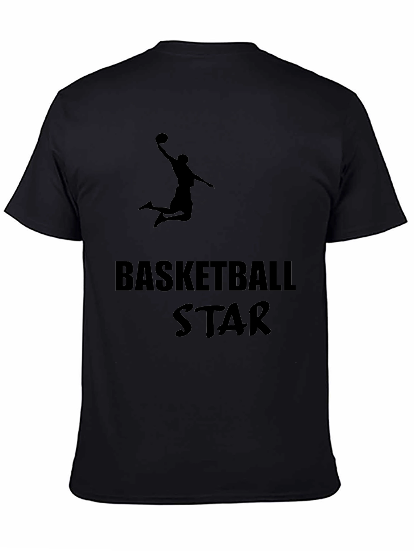 Basketball Star Graphic Tee - Black Cotton T-Shirt