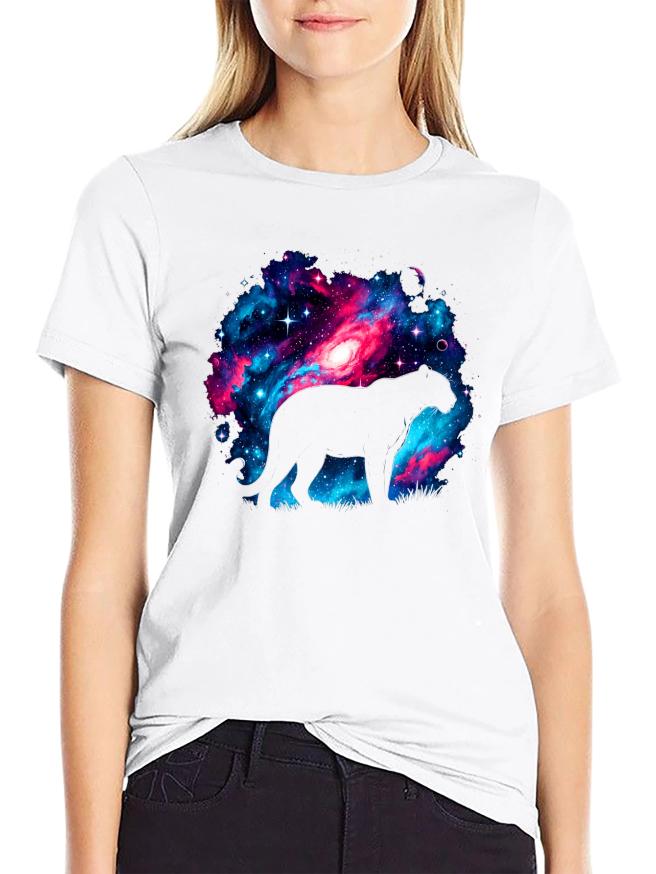 Galaxy Panther T-Shirt - Cosmic Cat Design
