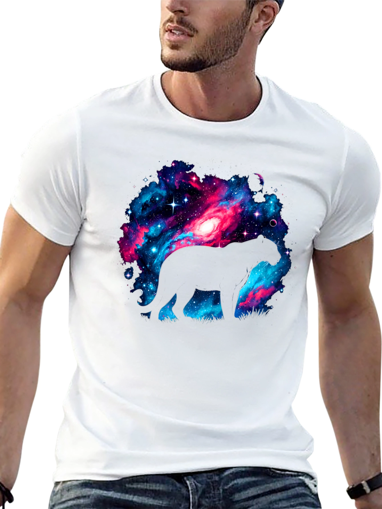 Galaxy Panther T-Shirt - Cosmic Cat Design
