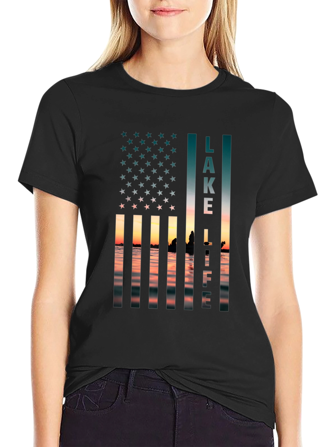Lake Life USA Flag Graphic T-Shirt