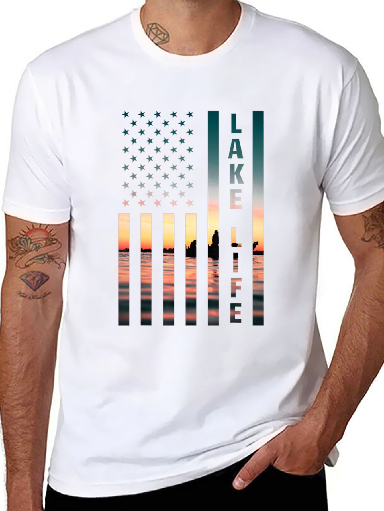 Lake Life USA Flag Graphic T-Shirt