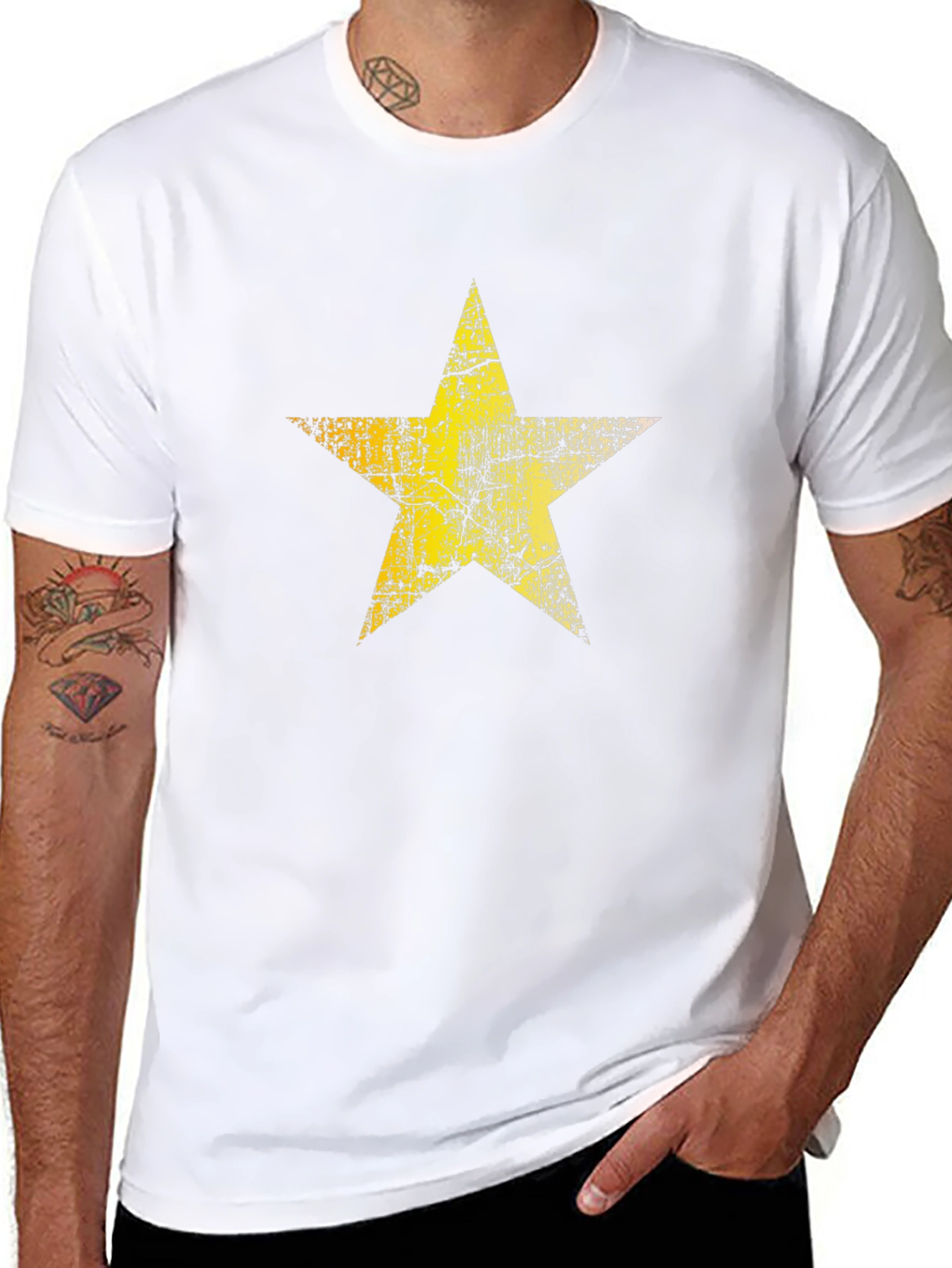 Distressed Star Graphic Black Tee