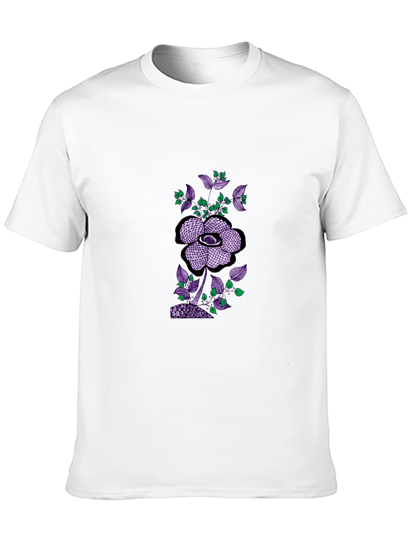 Black Tee with Abstract Floral Print