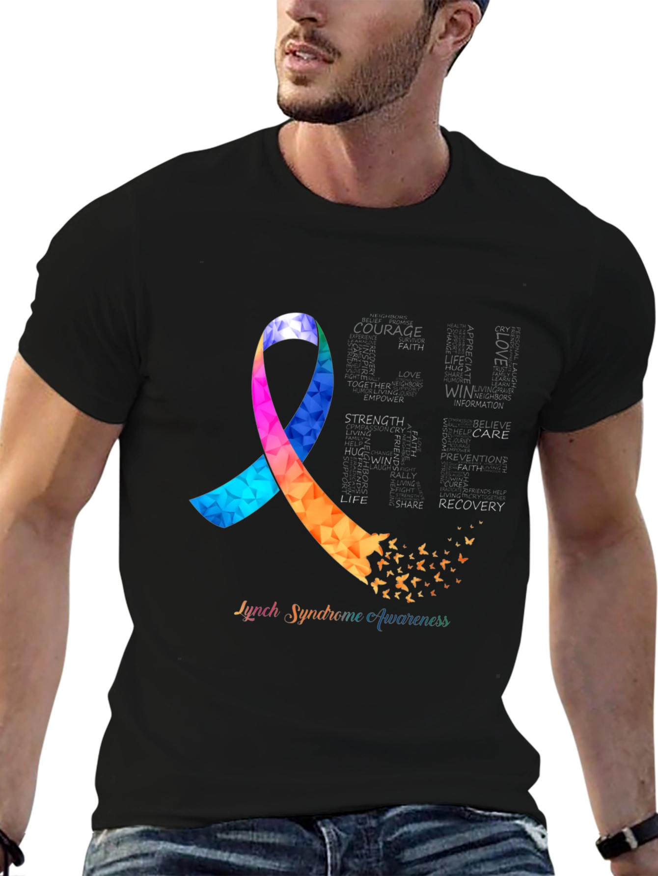 Lynch Syndrome Awareness T-Shirt Ribbon Butterfly