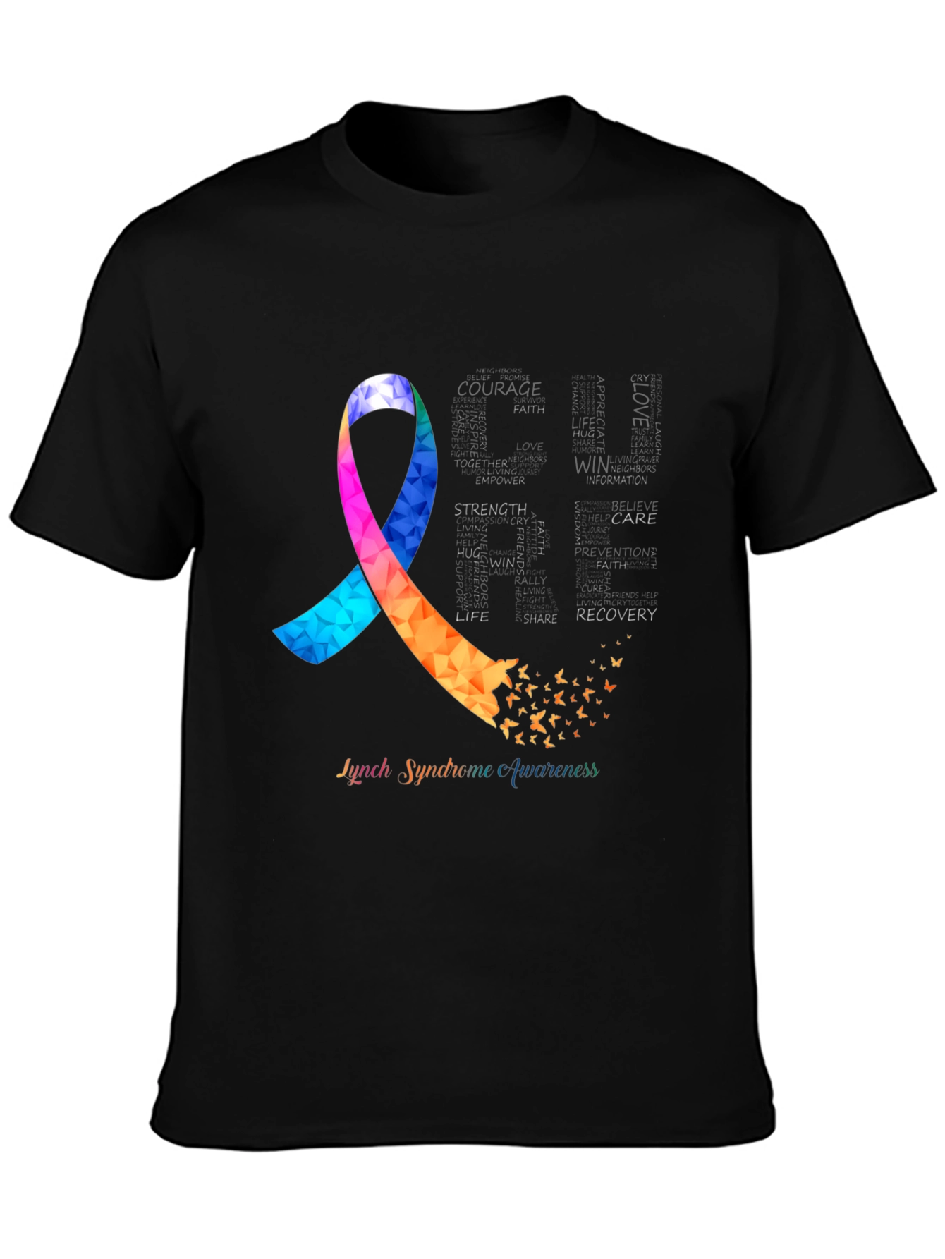 Lynch Syndrome Awareness T-Shirt Ribbon Butterfly