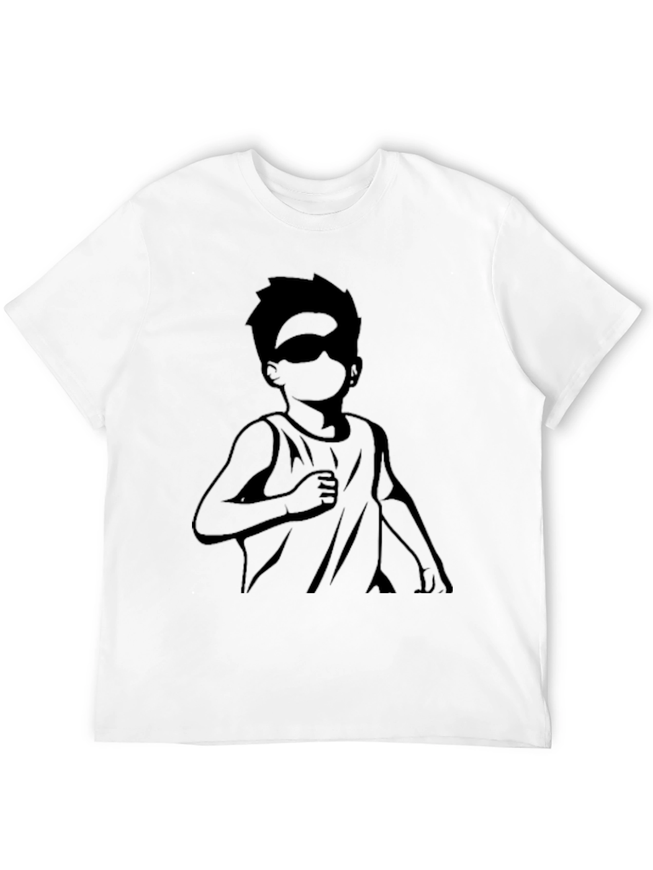 Black T-Shirt with Boy Silhouette Graphic