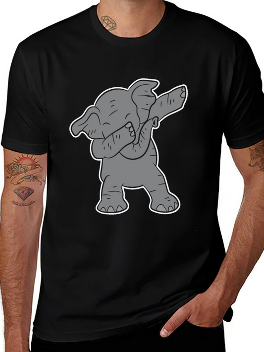 Dabbing Elephant Graphic Tee - Black Cotton Shirt