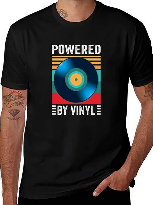 Powered By Vinyl T-Shirt: Retro Record Player Design