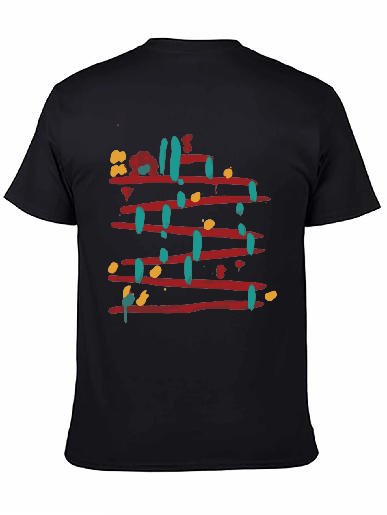 Abstract Line Art Graphic Tee - Mens Black T-Shirt