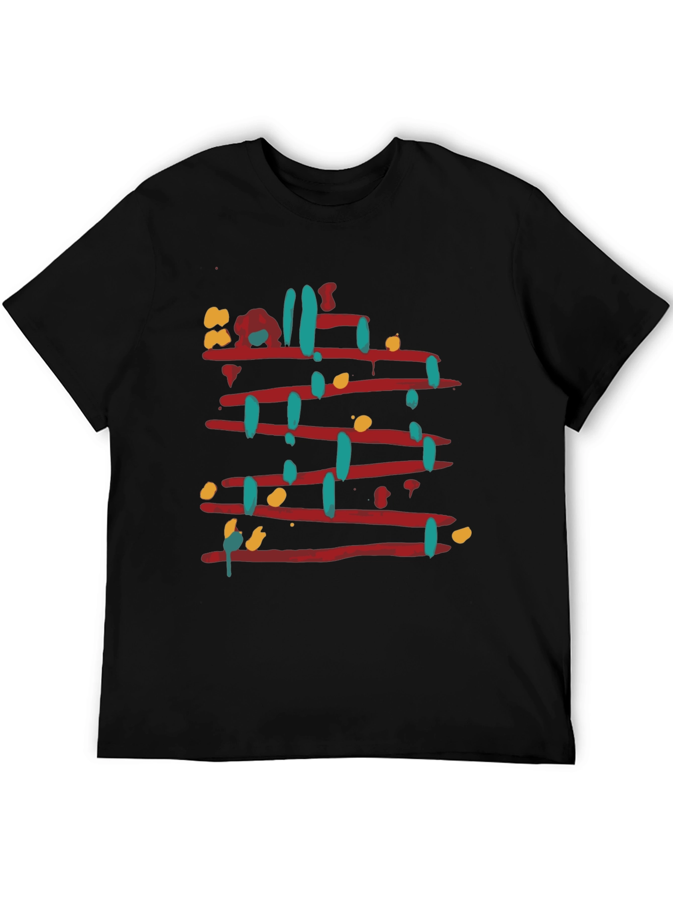 Abstract Line Art Graphic Tee - Mens Black T-Shirt