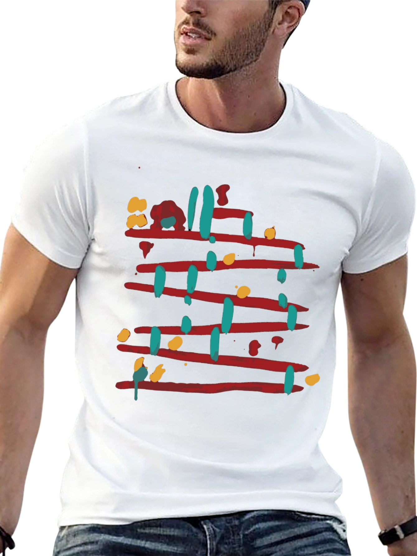 Abstract Line Art Graphic Tee - Mens Black T-Shirt
