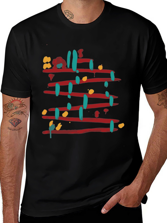Abstract Line Art Graphic Tee - Mens Black T-Shirt