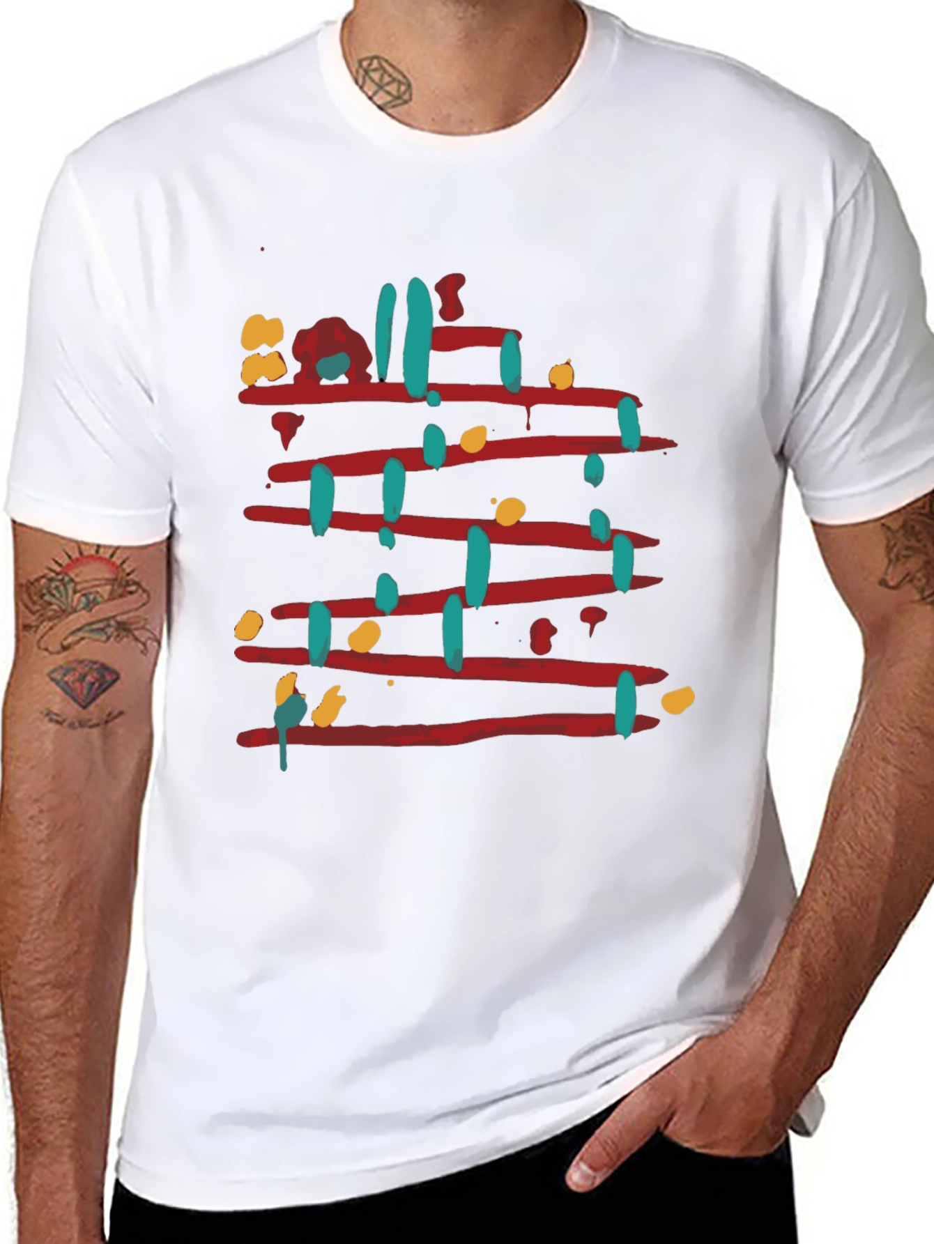 Abstract Line Art Graphic Tee - Mens Black T-Shirt