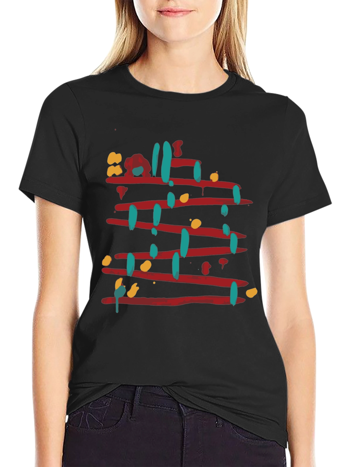 Abstract Line Art Graphic Tee - Mens Black T-Shirt