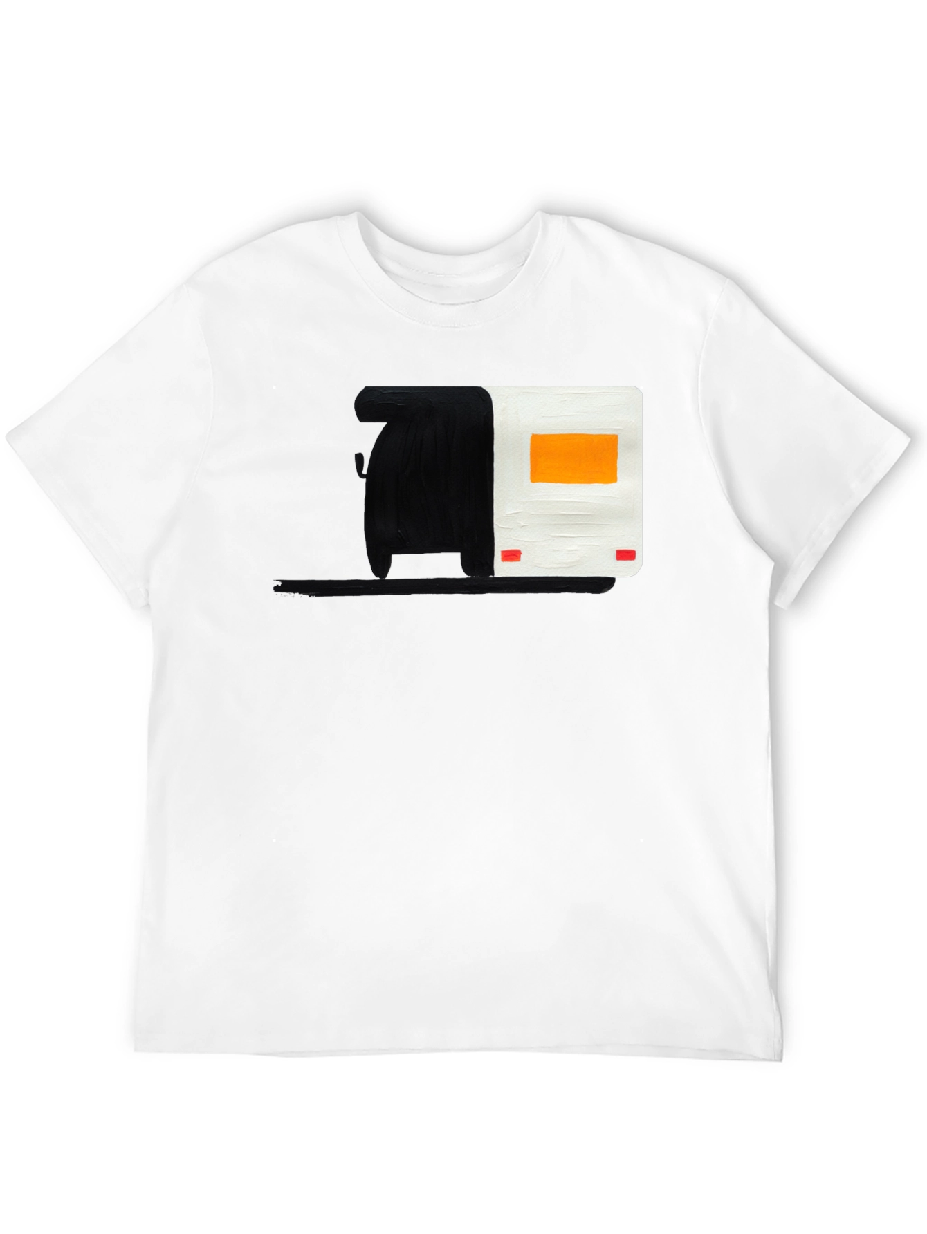 Abstract Camper Graphic Tee - Black Cotton Blend